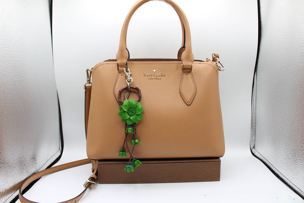Leather flower key chain handbag charm multi colors
