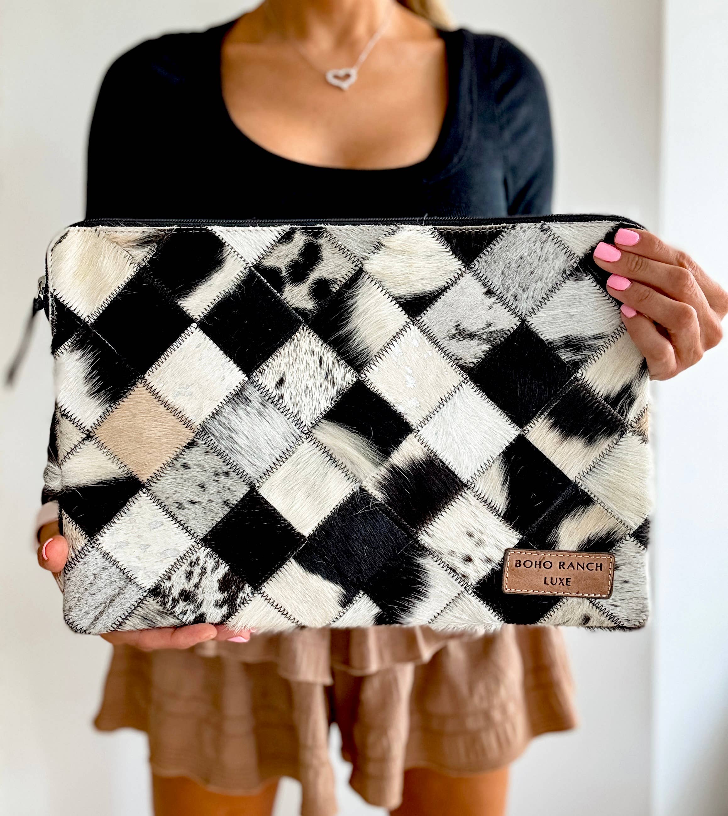 BOHO LUXE LAPTOP tech sleeve computer bag hairon cowhide