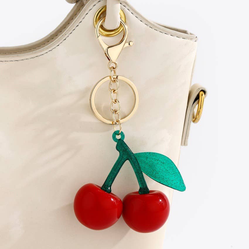 Vintage 3d Cherry Keychain