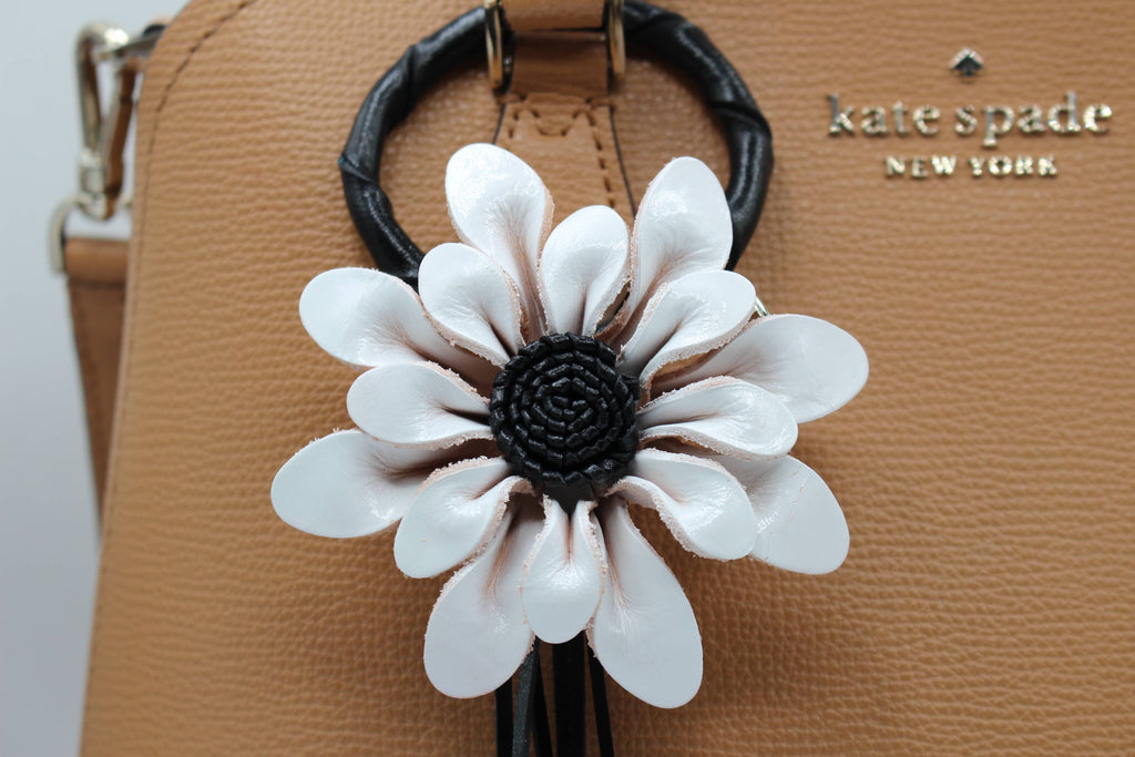 Leather flower key chain key purse charm