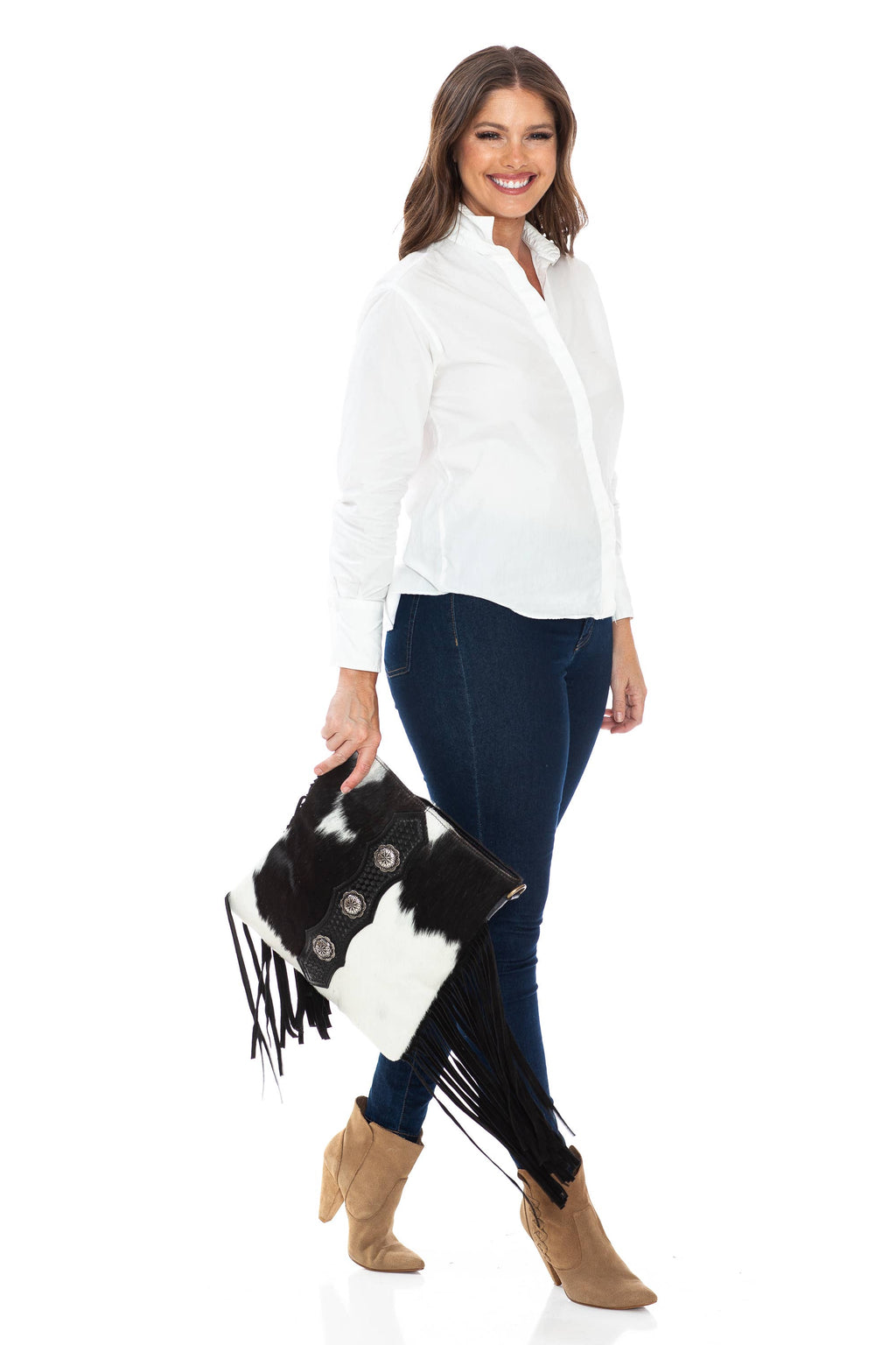 American Bison Western Style Hair on Hide Fringe Crossbody