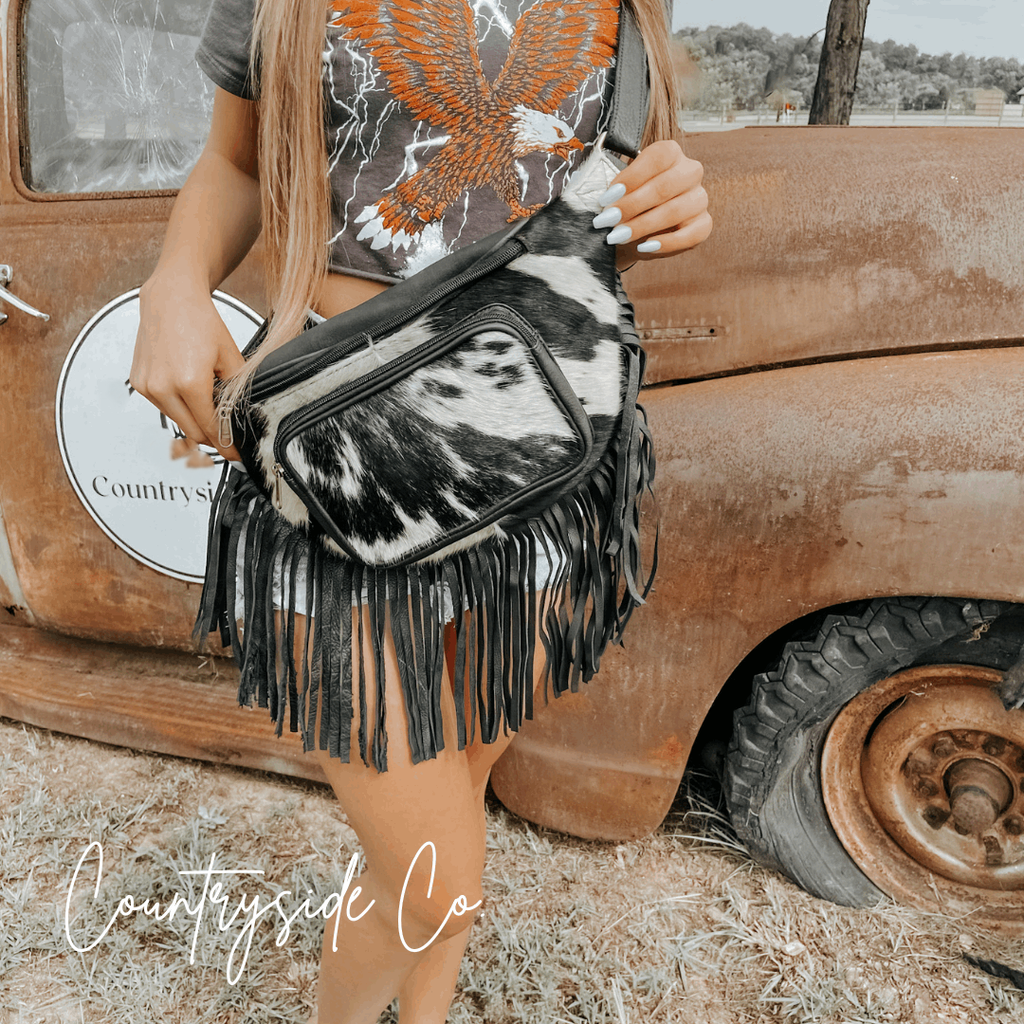 Austin Cowhide Fringe Sling, Fanny Pack, Festival Bag (Copy)