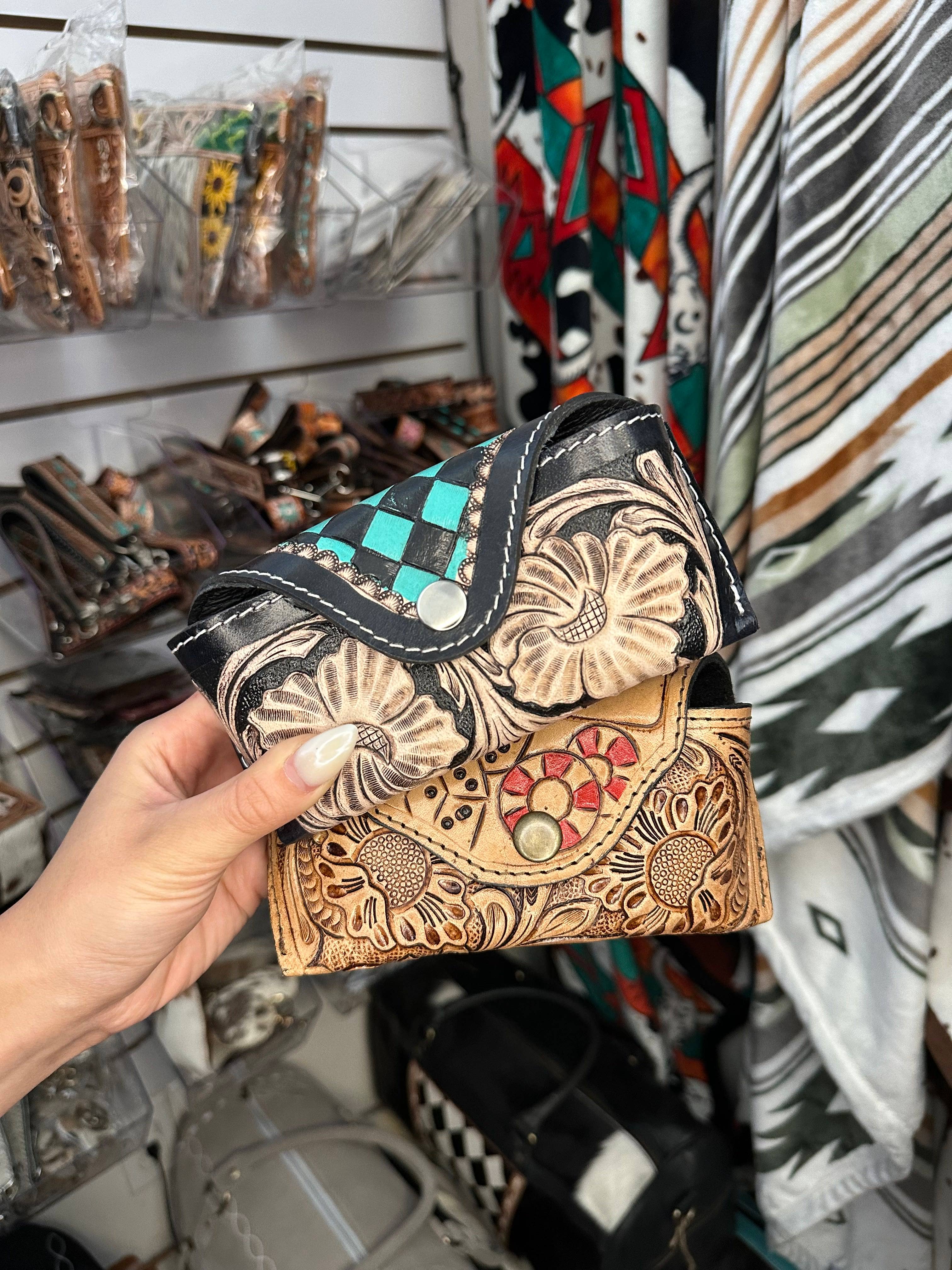 Genuine Tooled Leather Western Sunglass Case
