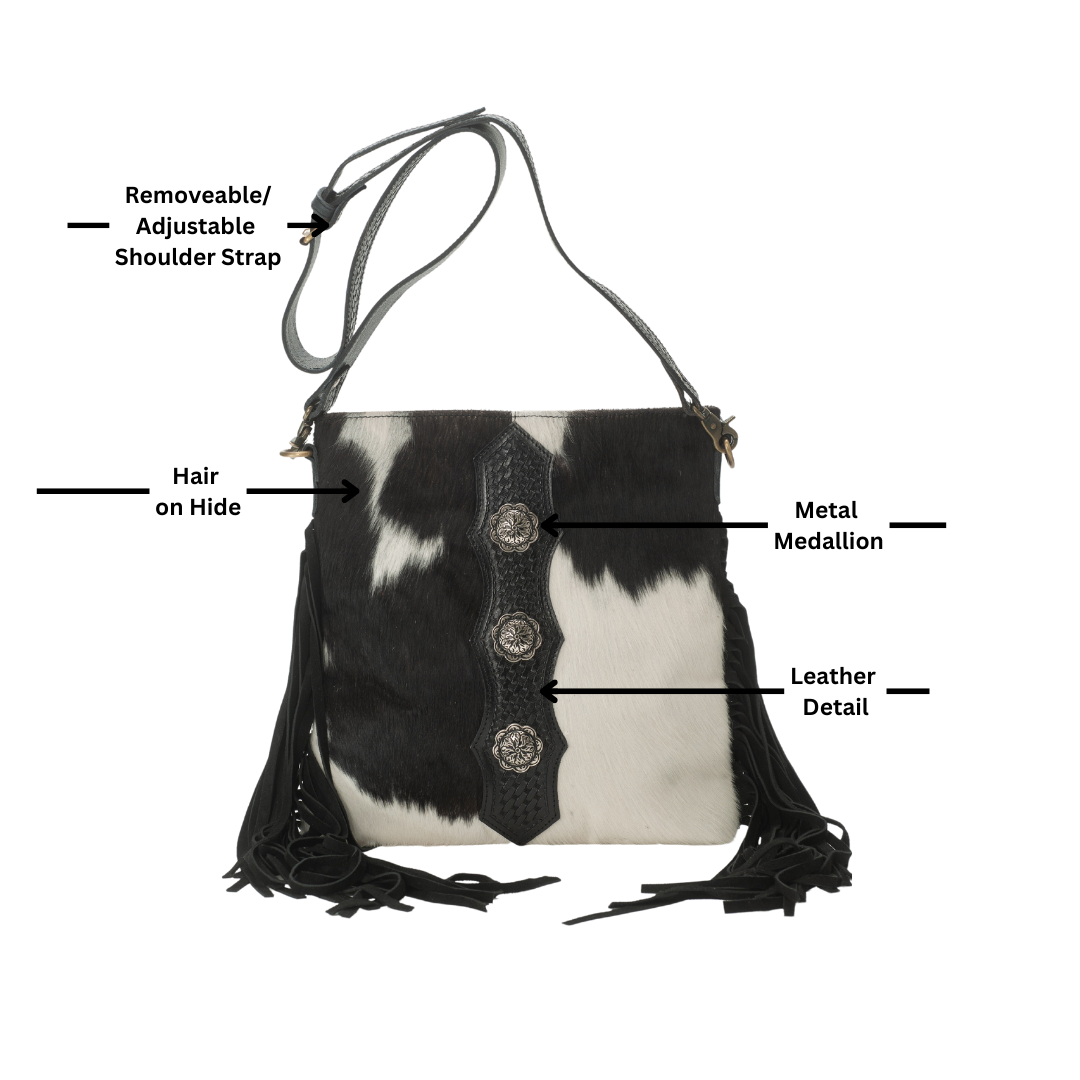 American Bison Western Style Hair on Hide Fringe Crossbody