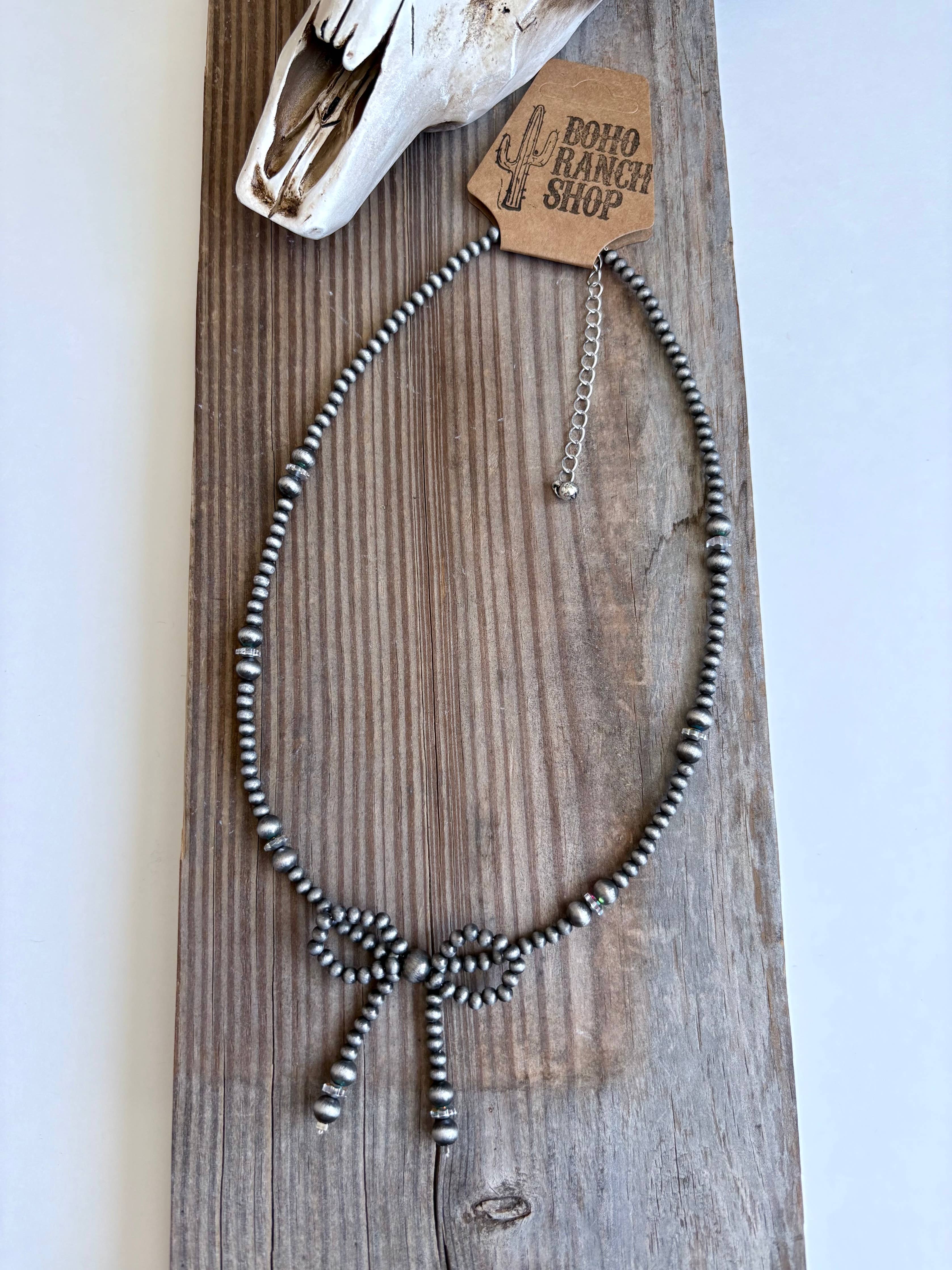 Western Navajo Style Bead Coquette Bow Necklace