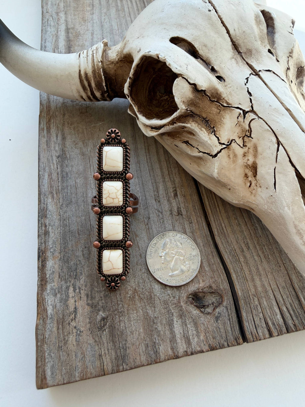 Western Cluster Cuff Ring - Copper White
