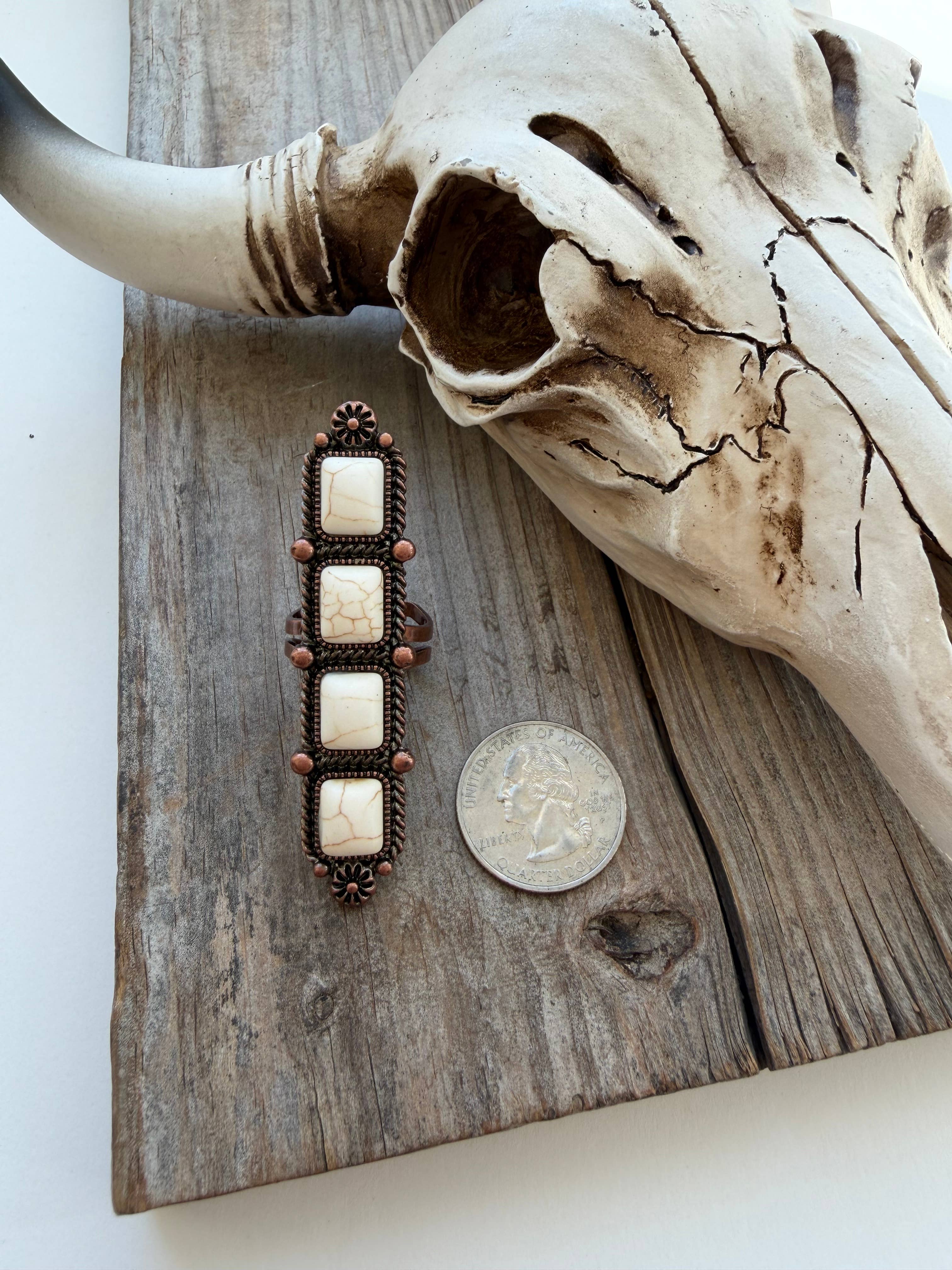 Western Cluster Cuff Ring - Copper White