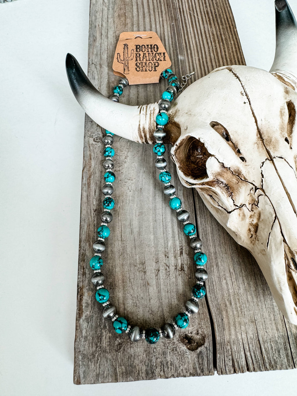Western Navajo Style Pearl and Bead 18” Necklace