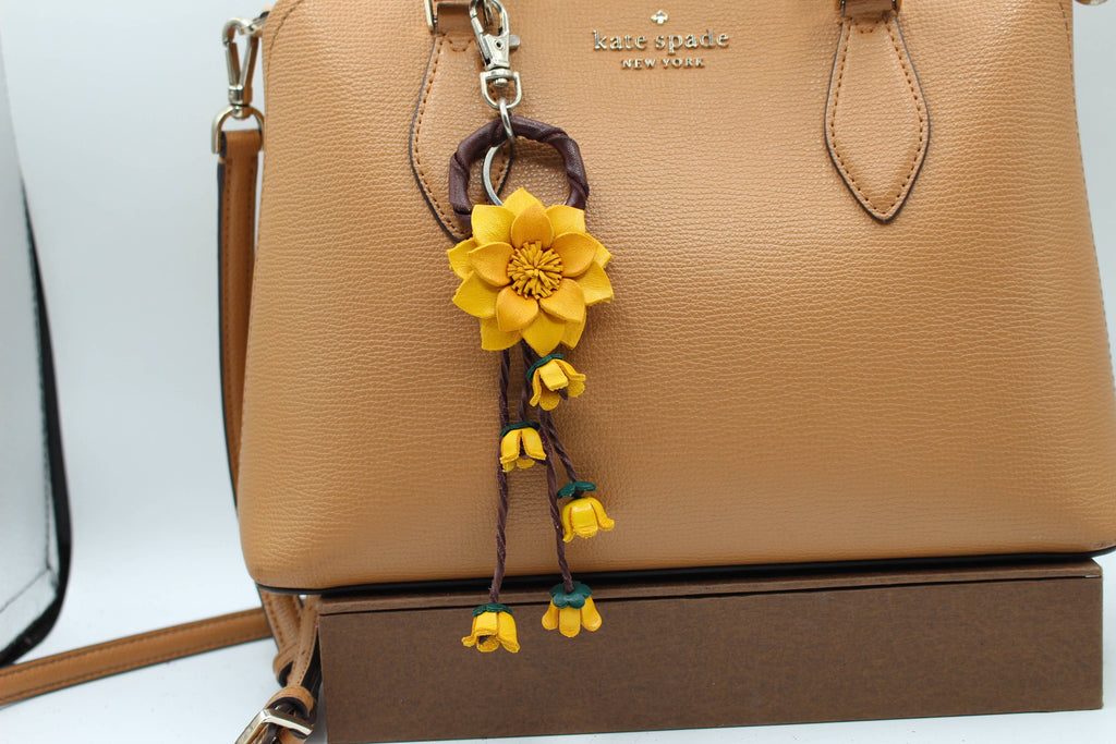 Leather flower key chain handbag charm multi colors