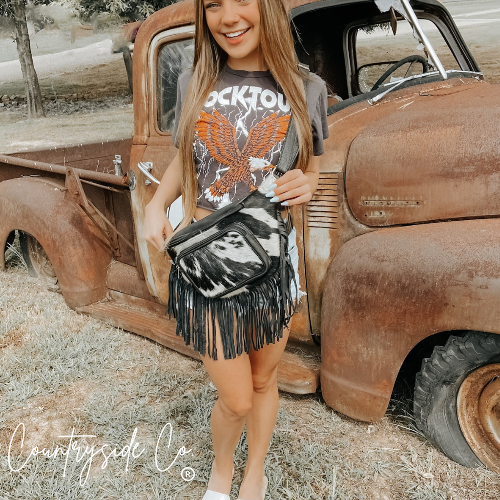 Austin Cowhide Fringe Sling, Fanny Pack, Festival Bag (Copy)