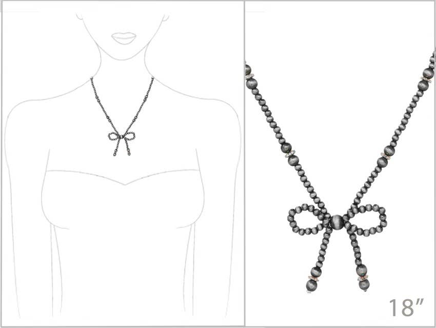 Western Navajo Style Bead Coquette Bow Necklace