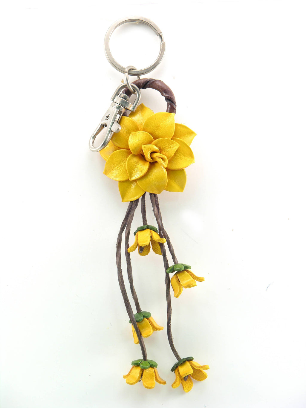 Leather flower key chain handbag charm multi colors