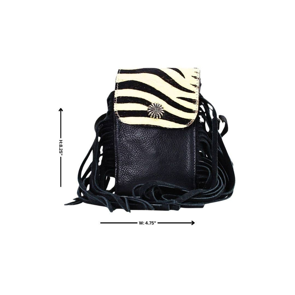 HOH Flap Over Crossbody Bag w/ Fringe Zebra # AB 2406