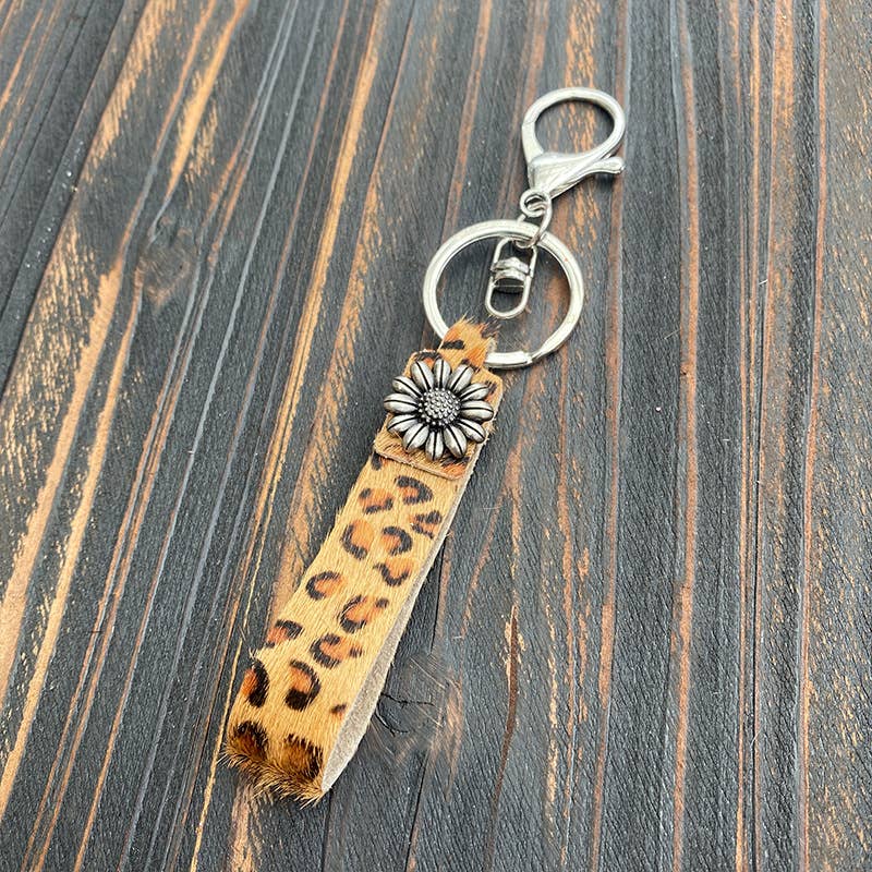 Leopard Print Turquoise Keychain
