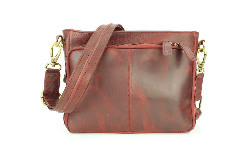 Flap Over Leather Shoulder Bag Hidden Storage 1833