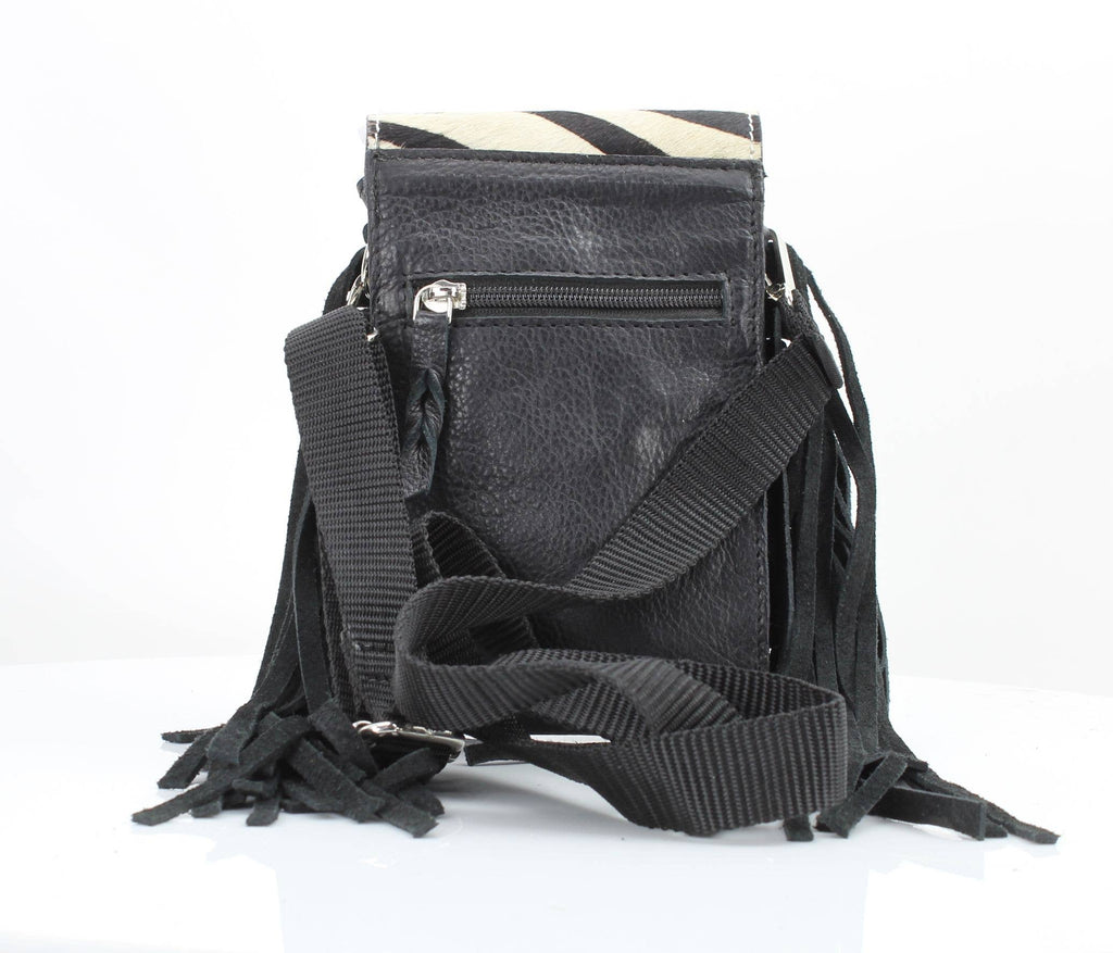 HOH Flap Over Crossbody Bag w/ Fringe Zebra # AB 2406