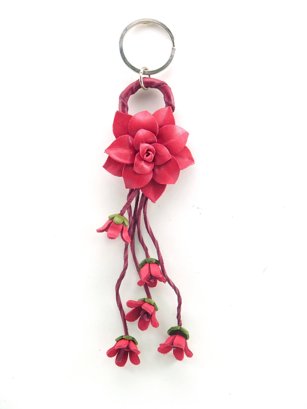 Leather flower key chain handbag charm multi colors