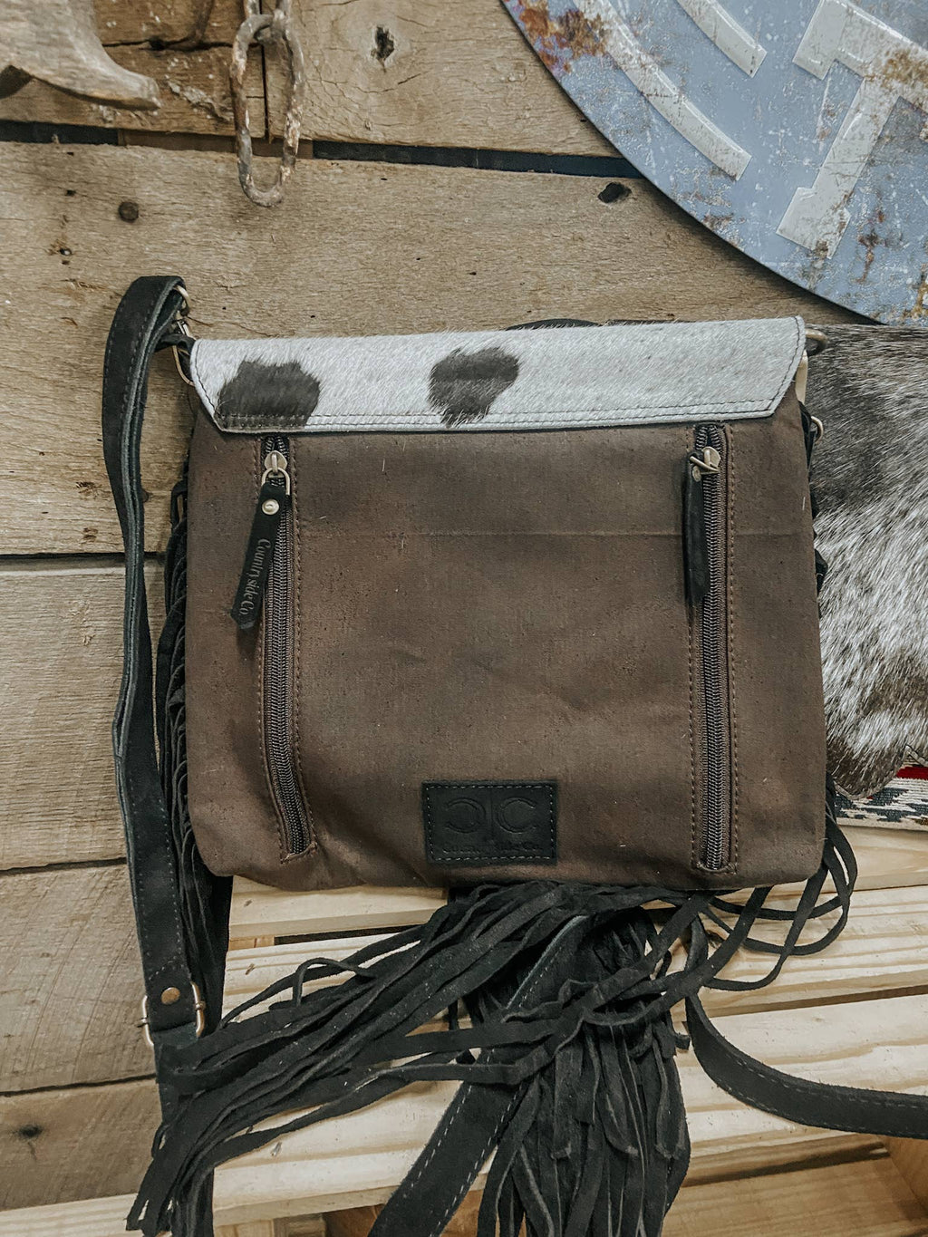 Aztec Fringe Cowhide Crossbody