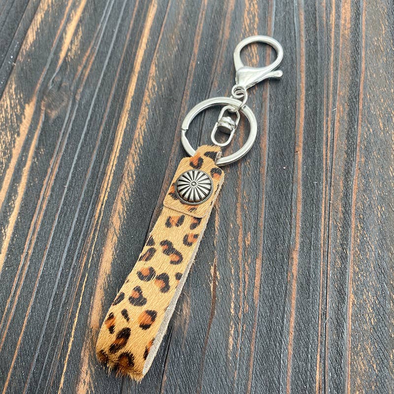 Leopard Print Turquoise Keychain
