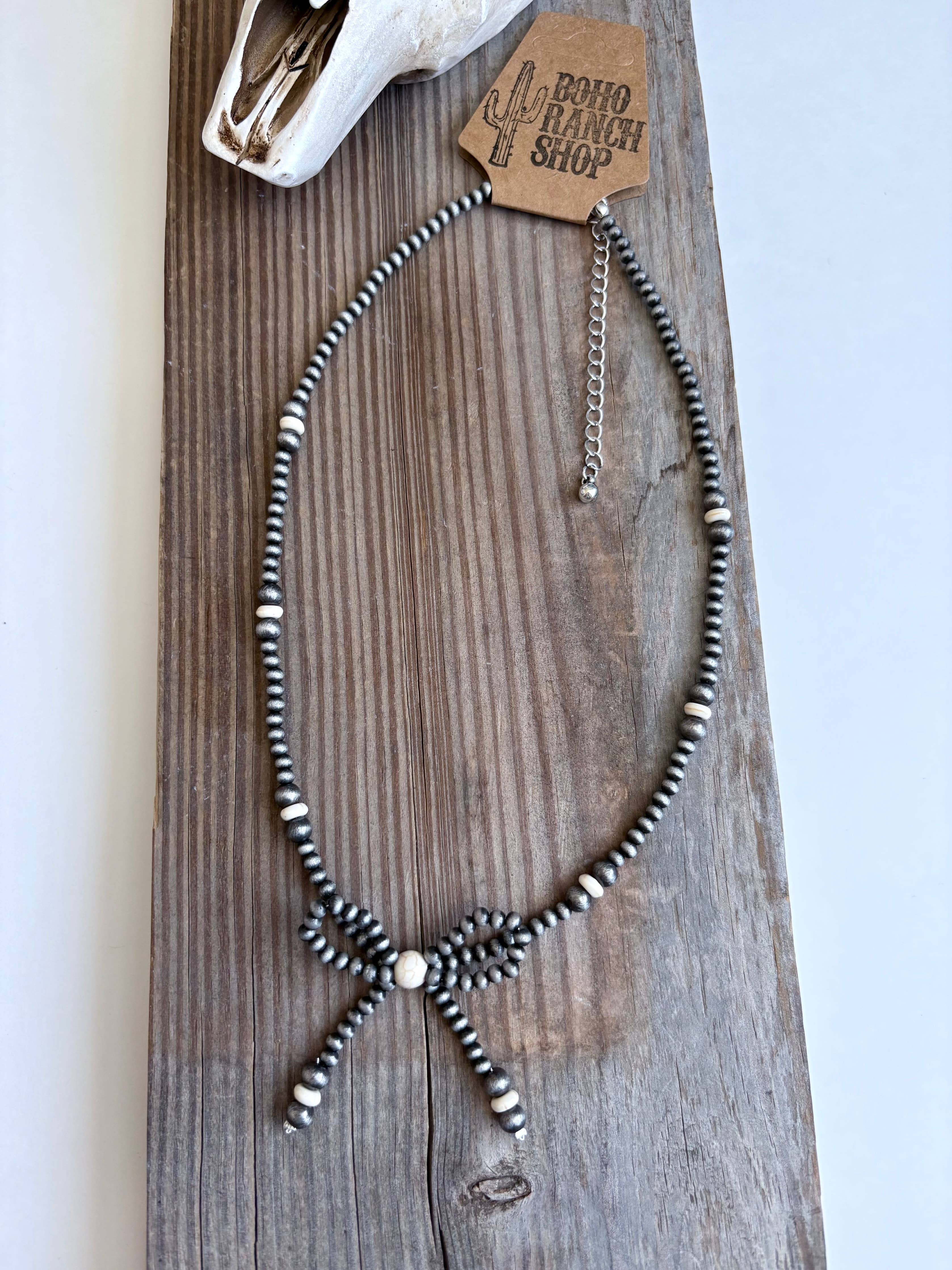 Western Navajo Style Bead Coquette Bow Necklace