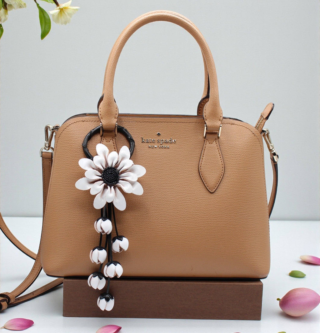 Leather flower key chain key purse charm
