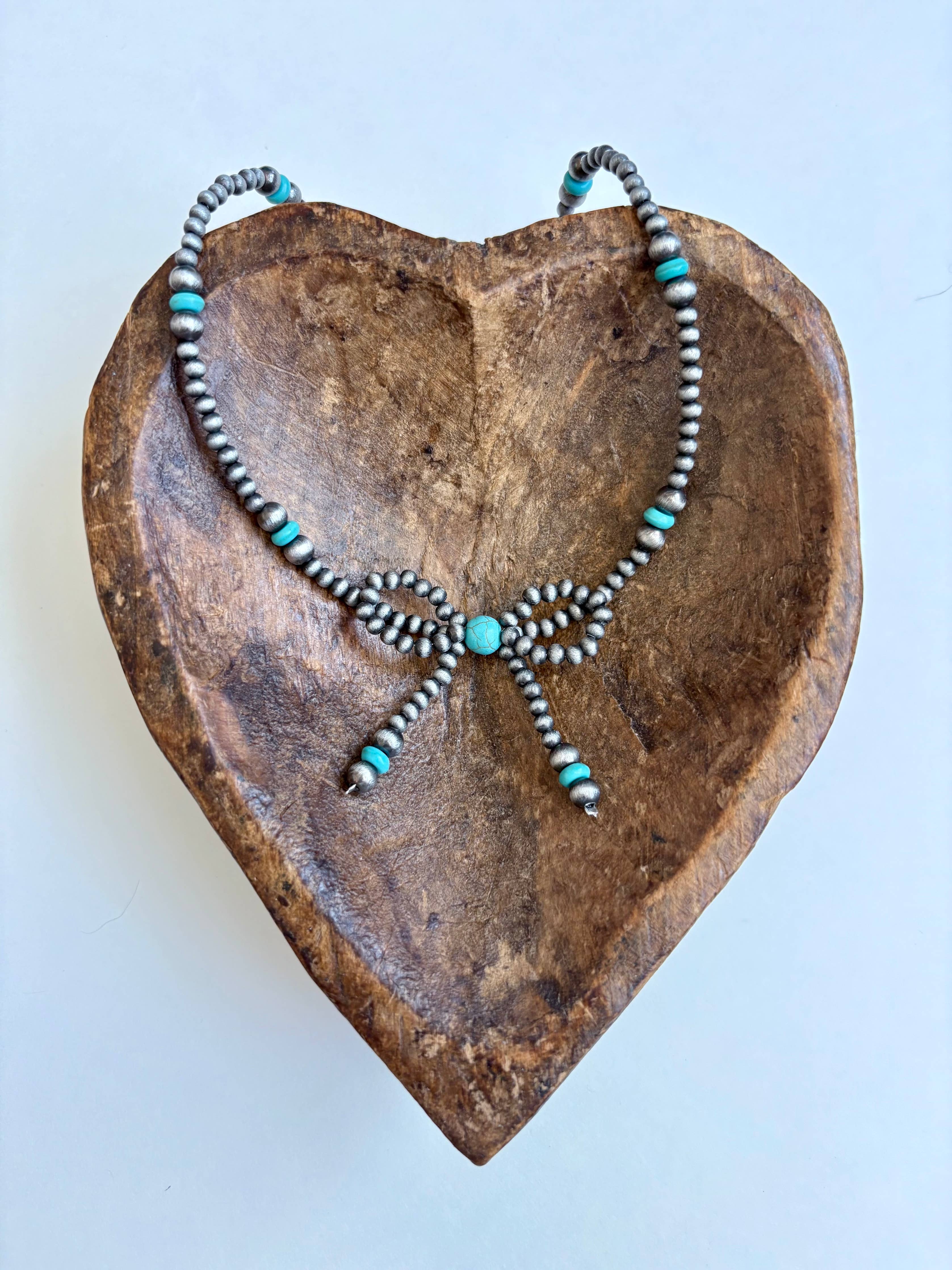 Western Navajo Style Bead Coquette Bow Necklace