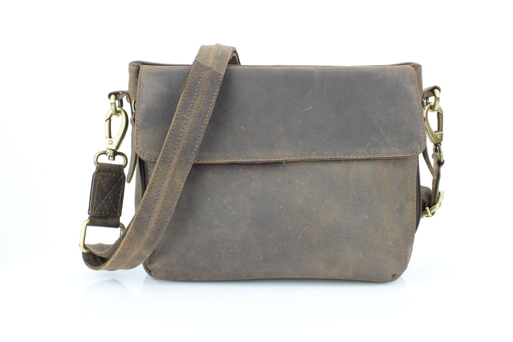 Flap Over Leather Shoulder Bag Hidden Storage 1833