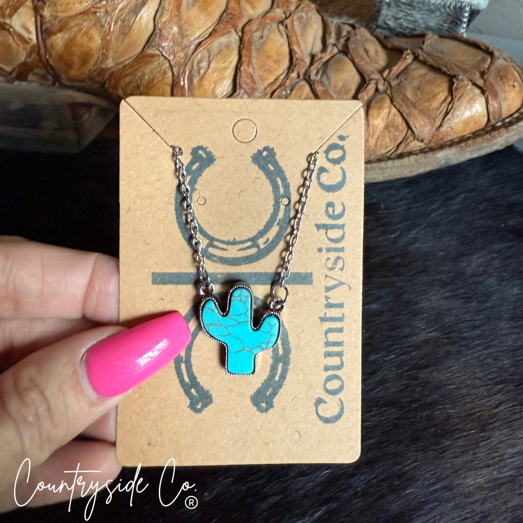 Trendy Cactus Turquoise Necklace