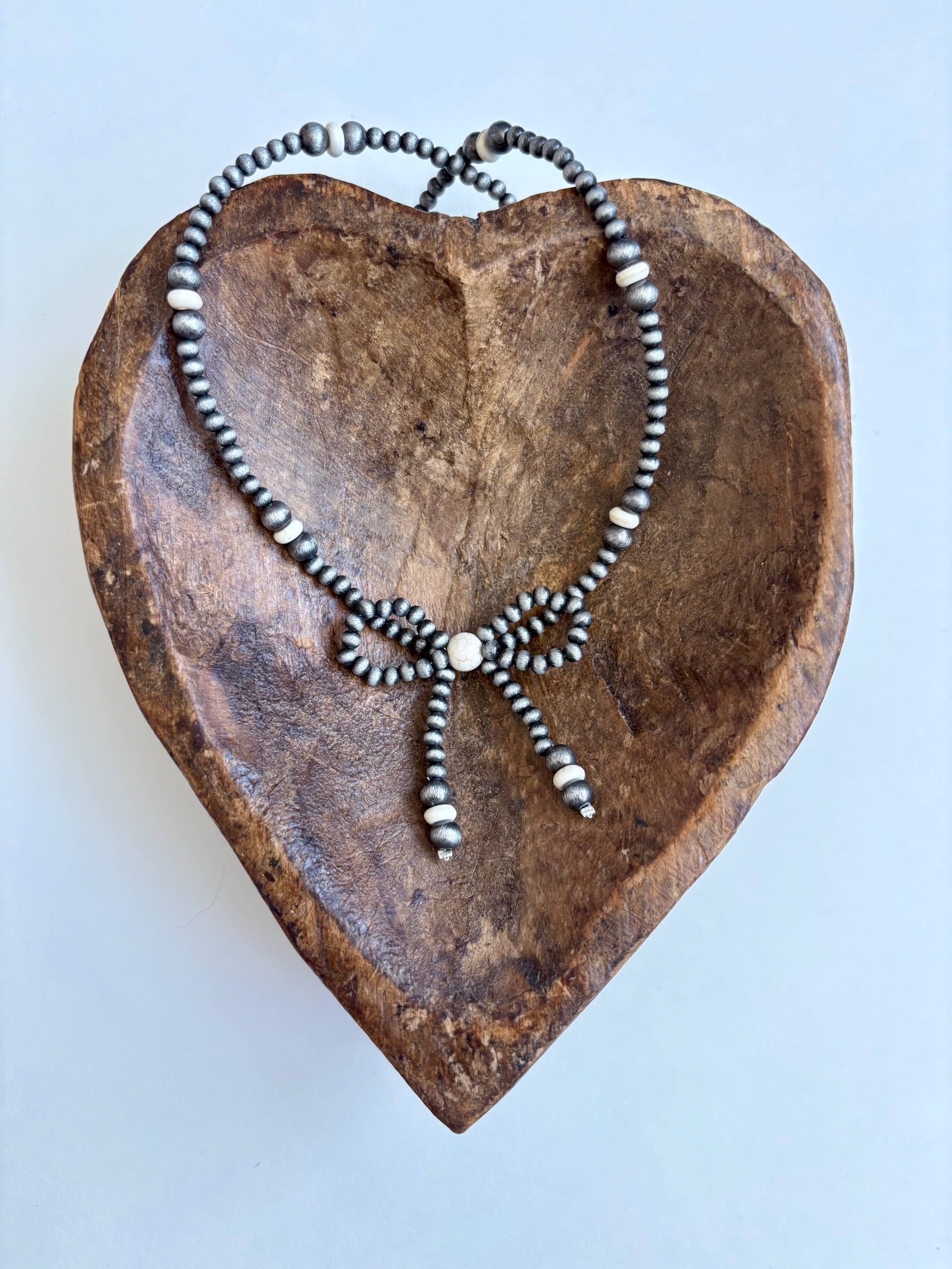 Western Navajo Style Bead Coquette Bow Necklace